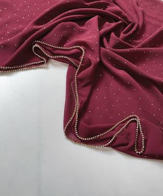 ANA Georgette Crystal Edge Hijab- Maroon 2