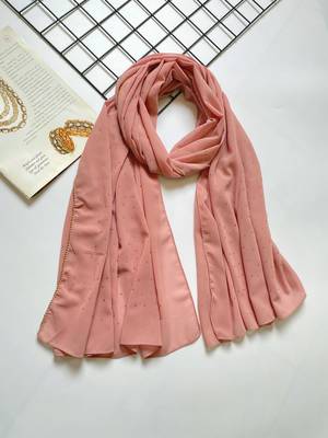 ANA Georgette Crystal Edge Hijab- Peach 1