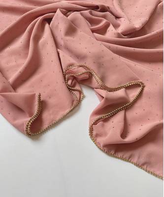 ANA Georgette Crystal Edge Hijab- Peach 2