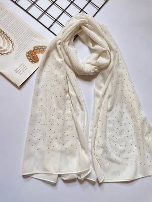 ANA Georgette Crystal Edge Hijab- White 1