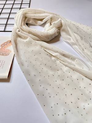 ANA Georgette Crystal Edge Hijab- White 2