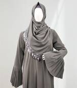 ANA Crinkled Abaya with Hijab (Tailor Fit)- Grey