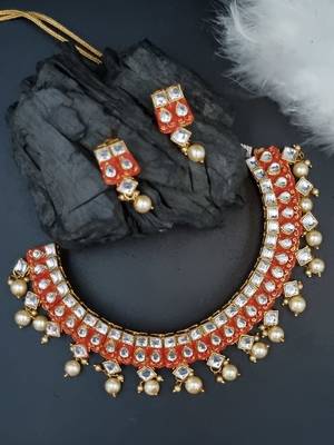 RUBY Ethnic Gold Plated Kundan Choker Set for Women  NS_1754_R_360 1