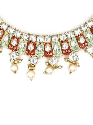 RUBYGREEN Ethnic Gold Plated Kundan Choker Set for Women   NS_1754_RG_360 3