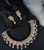 WHITE Ethnic Gold Plated Kundan Choker Set for Women NS_1754_W_360