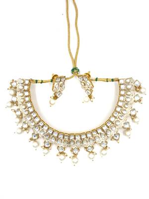 WHITE Ethnic Gold Plated Kundan Choker Set for Women NS_1754_W_360 2