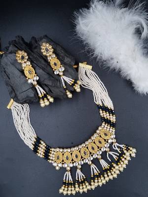 BLUE Ethnic Gold Plated Kundan Choker Set for Women NS_1826_BL_285 1