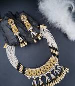 BLUE Ethnic Gold Plated Kundan Choker Set for Women NS_1826_BL_285