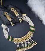 GREEN Ethnic Gold Plated Kundan Choker Set for Women  NS_1826_G_285