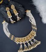 GREY Ethnic Gold Plated Kundan Choker Set for Women NS_1826_GY_285