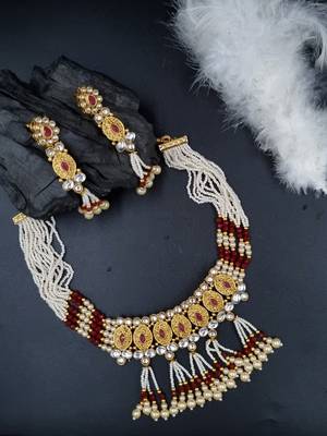 RUBY Ethnic Gold Plated Kundan Choker Set for Women  NS_1826_R_285 1