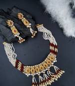 RUBY Ethnic Gold Plated Kundan Choker Set for Women  NS_1826_R_285