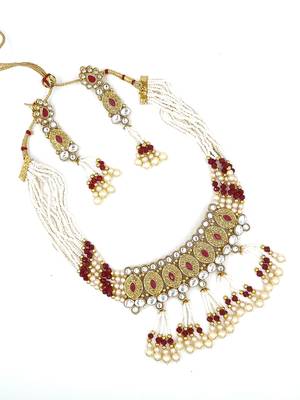 RUBY Ethnic Gold Plated Kundan Choker Set for Women  NS_1826_R_285 2