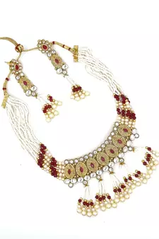 RUBY Ethnic Gold Plated Kundan Choker Set for Women  NS_1826_R_285