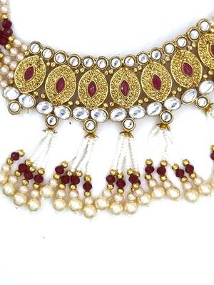 RUBY Ethnic Gold Plated Kundan Choker Set for Women  NS_1826_R_285 3