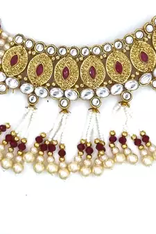 RUBY Ethnic Gold Plated Kundan Choker Set for Women  NS_1826_R_285