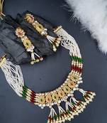 RUBYGREEN Ethnic Gold Plated Kundan Choker Set for Women   NS_1826_RG_285