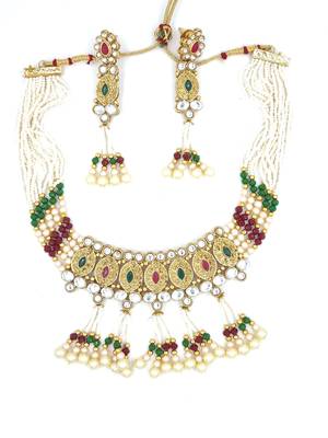 RUBYGREEN Ethnic Gold Plated Kundan Choker Set for Women   NS_1826_RG_285 2