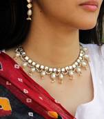 Kundan And Drop Pearl Neckacle