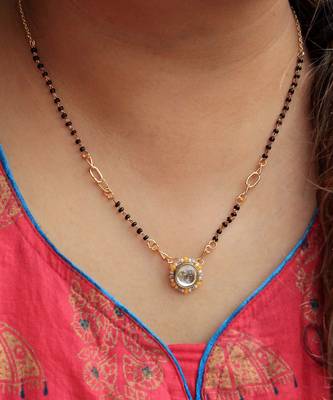 Kundan Drop Yellow Beads Mangal sutra 1