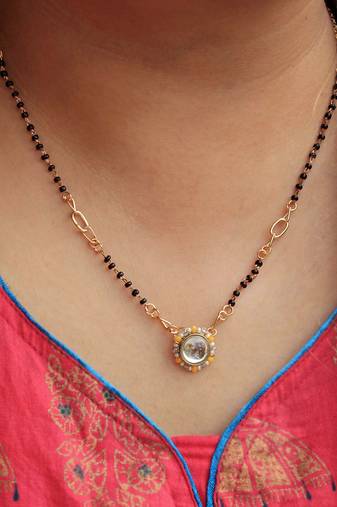 Kundan Drop Yellow Beads Mangal sutra