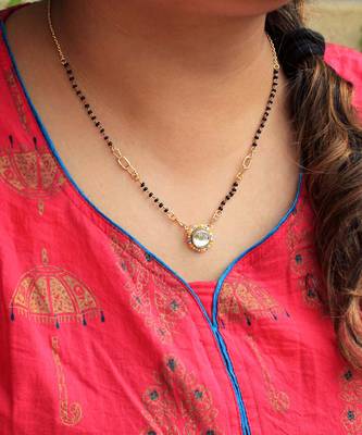 Kundan Drop Yellow Beads Mangal sutra 2