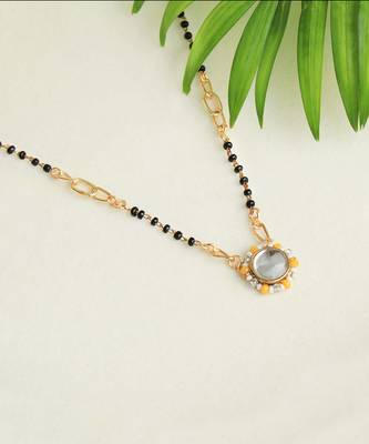 Kundan Drop Yellow Beads Mangal sutra 3