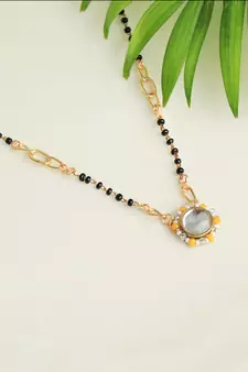 Kundan Drop Yellow Beads Mangal sutra