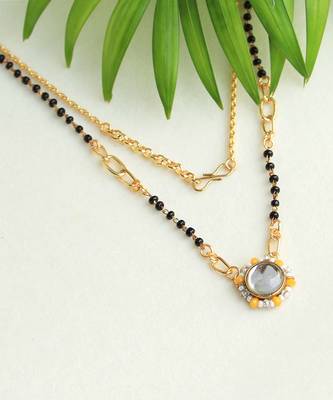 Kundan Drop Yellow Beads Mangal sutra 4