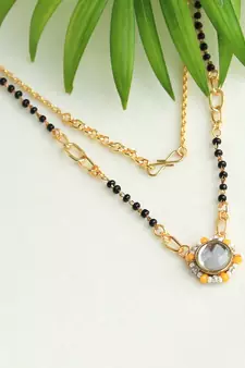 Kundan Drop Yellow Beads Mangal sutra