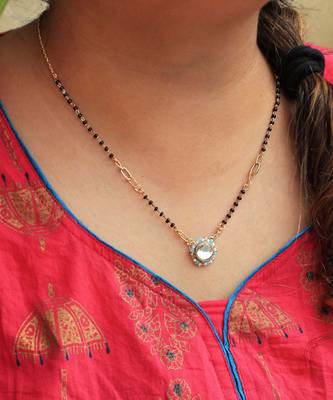 Kundan Drop Blue Beads Mangalsutra Necklace 1