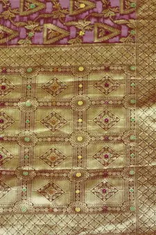 Wine Woven Organza Saree With Blouse
