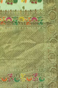 Green Woven Organza Saree With Blouse