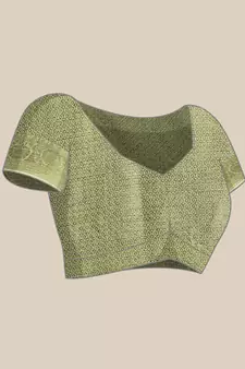 Green Woven Organza Saree With Blouse