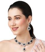 Blue Sapphire Choker Set with Diamonds