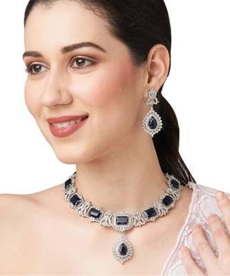Blue Sapphire Choker Set with Diamonds 2