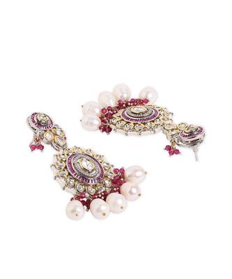 Pearl Polki and Ruby Bridal Neckalce Set with Maang Tikka 3