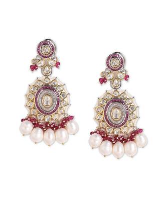 Pearl Polki and Ruby Bridal Neckalce Set with Maang Tikka 7