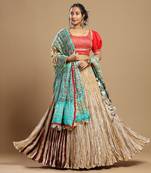 Bandhani Dupatta, Textured Lehenga And Blouse