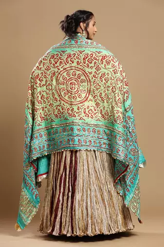 Bandhani Dupatta, Textured Lehenga And Blouse
