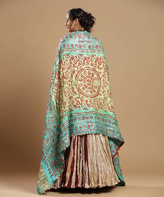 Bandhani Dupatta, Textured Lehenga And Blouse 3