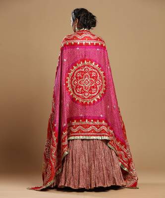 Bandhani Dupatta, Textured Lehenga And Blouse 3