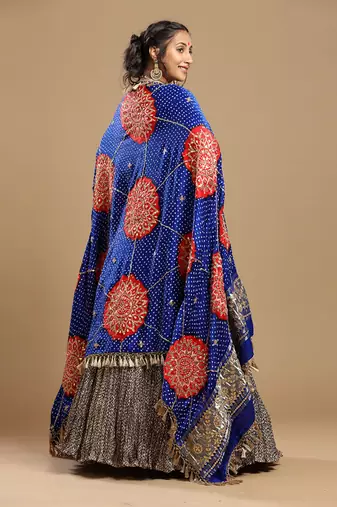Bandhani Dupatta, Textured Lehenga And Blouse