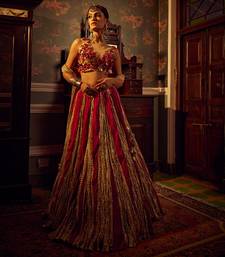 Pink Metallic Tissue Textured lehenga set