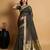 Black woven organza saree with blouse