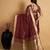 Maroon woven organza saree with blouse