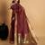 Maroon woven organza saree with blouse