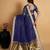 Navy blue woven organza saree with blouse