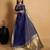 Navy blue woven organza saree with blouse
