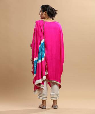 Fuschia Pink And Turqoise Bandhani Kaftan 3